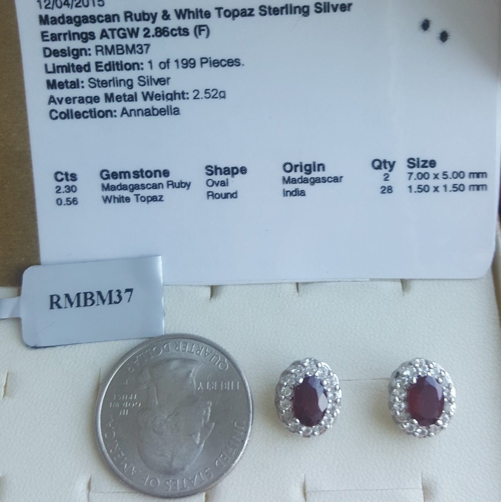 Madagascan Ruby and White Topaz SS Earrings